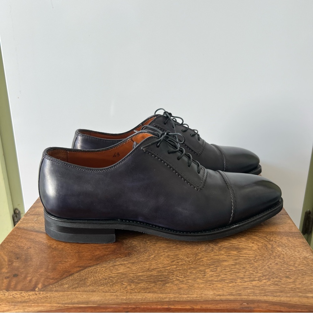 Bontoni Navy Blue Leather Men's Shoes